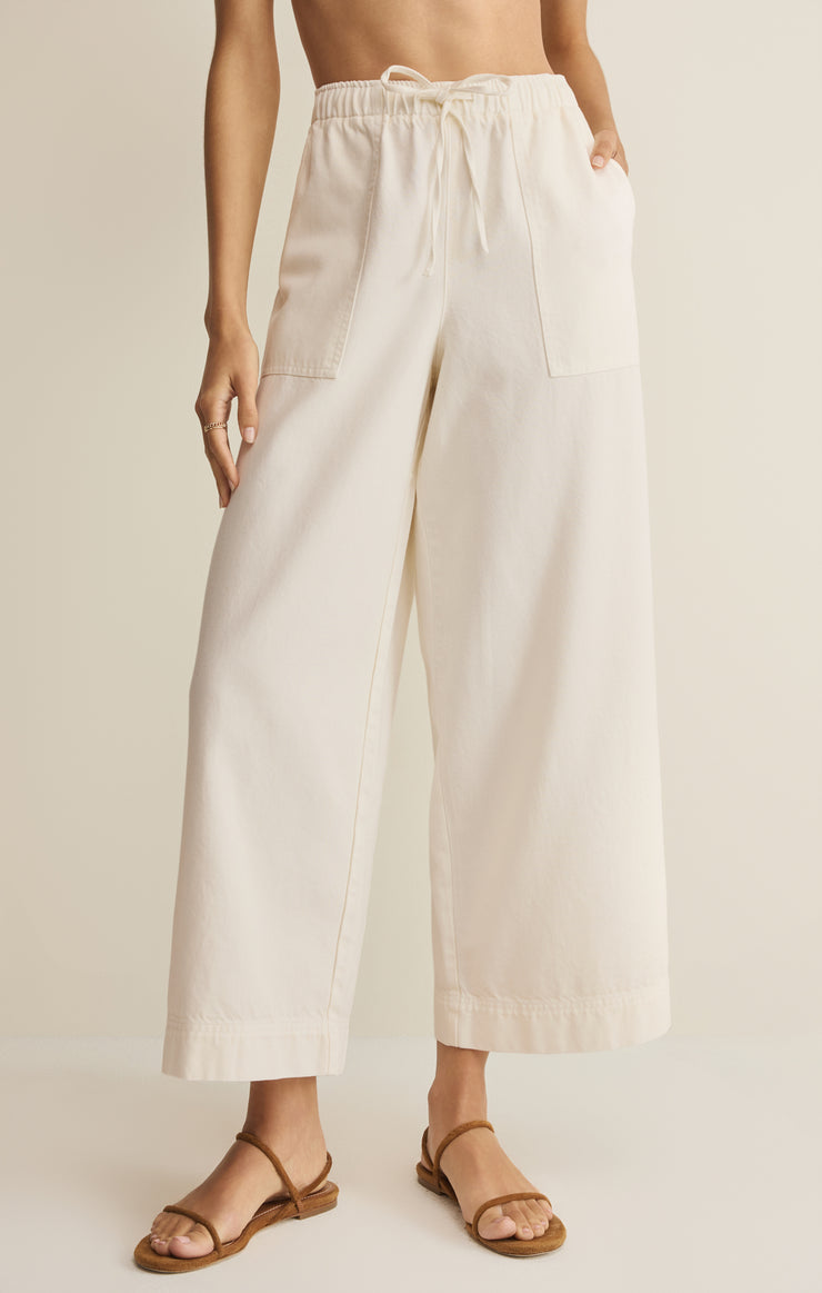 Z Supply Daycation Twill Wide Leg Utility Pant in Cloud