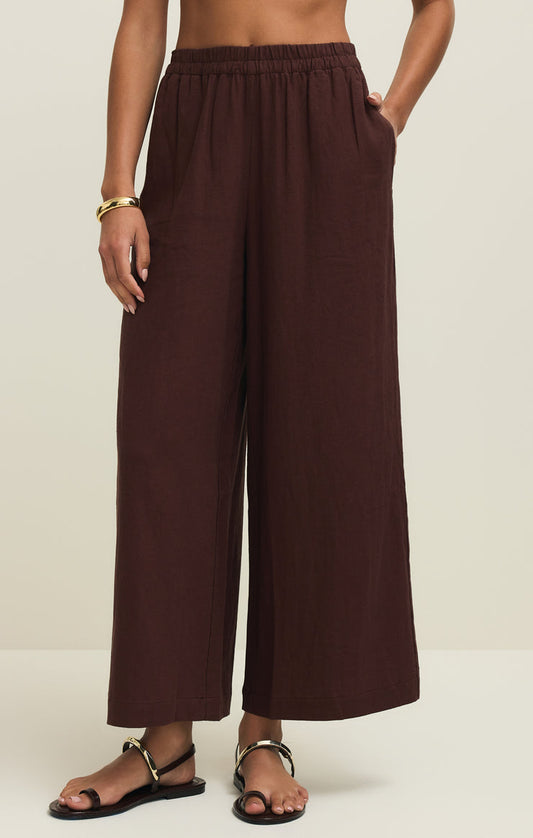 Z Supply Sloane Linen Pants in Chocolate Cherry