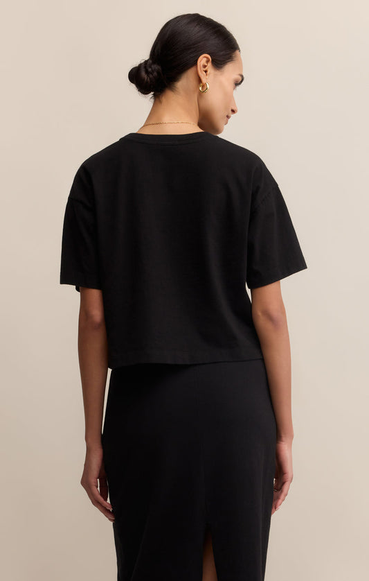 Z Supply On the Go Jersey Cotton Tee in True Black