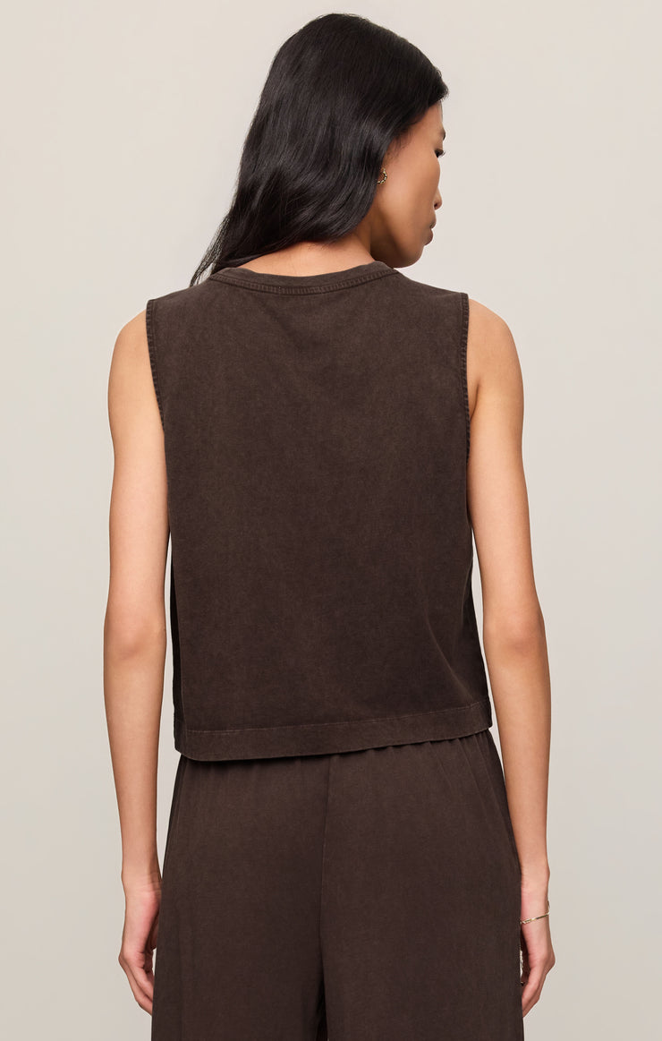 Z Supply Sloane Jersey Muscle Tank in Dark Chocolate