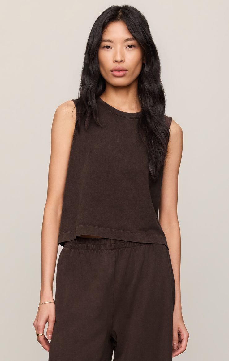 Z Supply Sloane Jersey Muscle Tank in Dark Chocolate