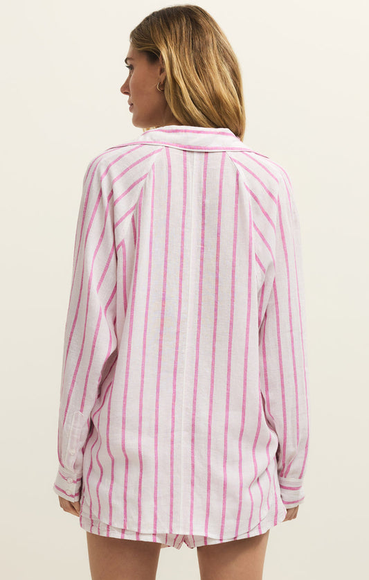 Z Supply the Perfect Linen Striped Top in Spanish Rose