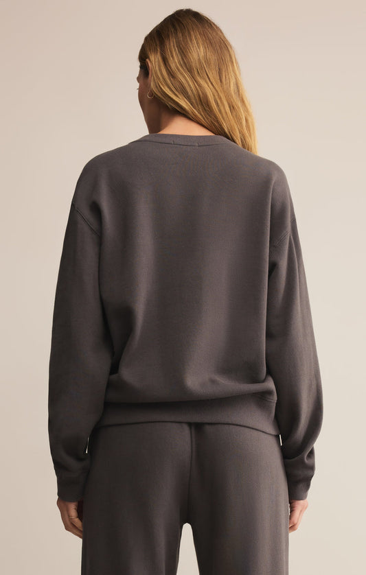 Z Suppy Boyfriend Cotton Sweatshirt Washed Black