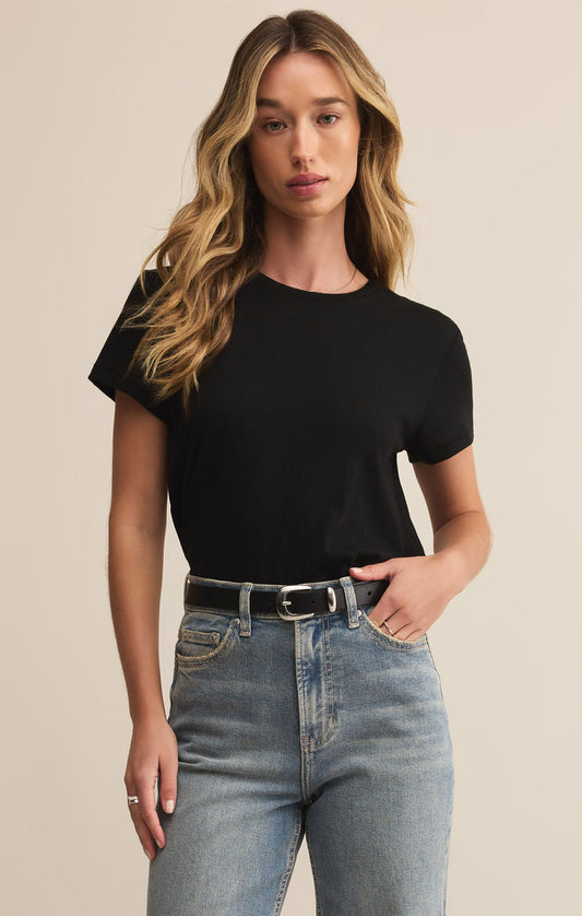 Z Supply Tourist Knit Jersey Tee in Black