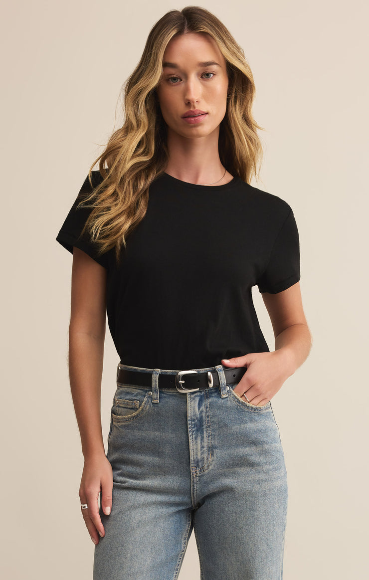 Z Supply Tourist Knit Jersey Tee in Black
