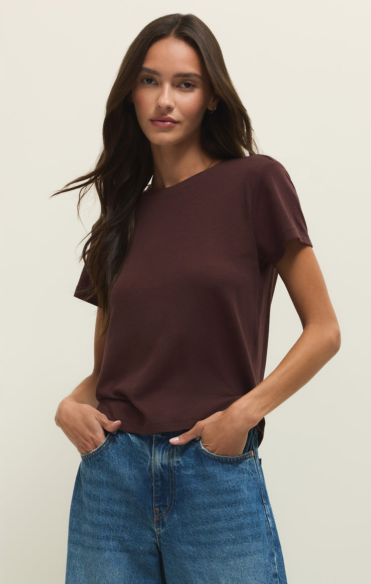 Z Supply Tourist Knit Tee in Chocolate Cherry