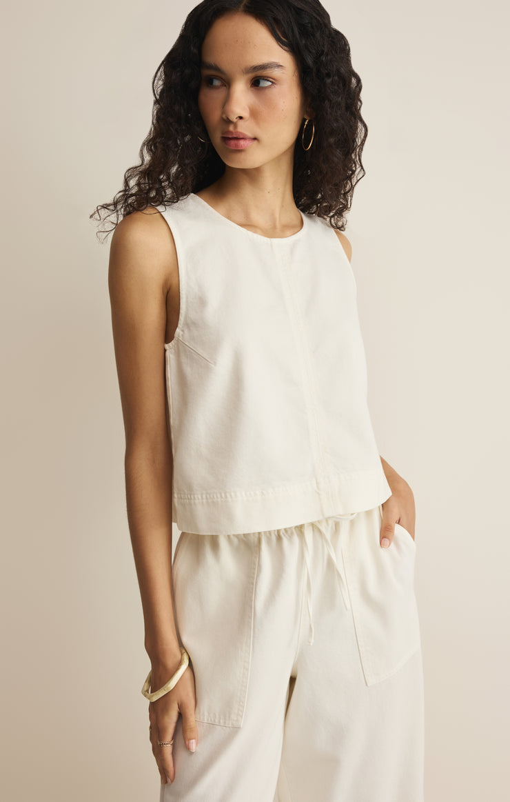 Z Supply Sun Seeker Twill Cropped Tank in Cloud