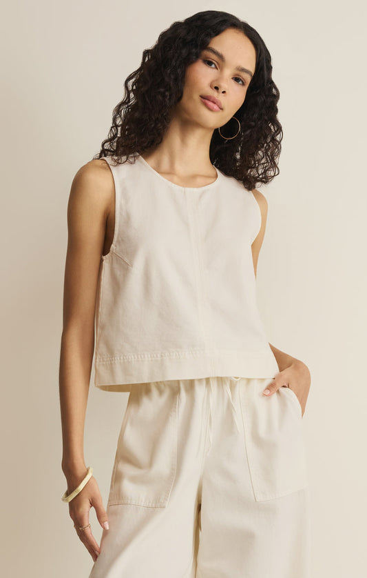 Z Supply Sun Seeker Twill Cropped Tank in Cloud