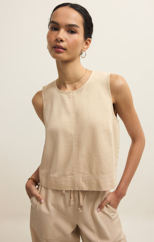 Z Supply Sun Seeker Cropped Tank in Parchment