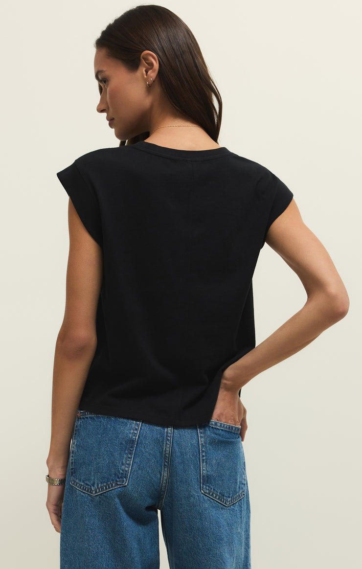 Z Supply Camino Cotton Jersey Top in True Black