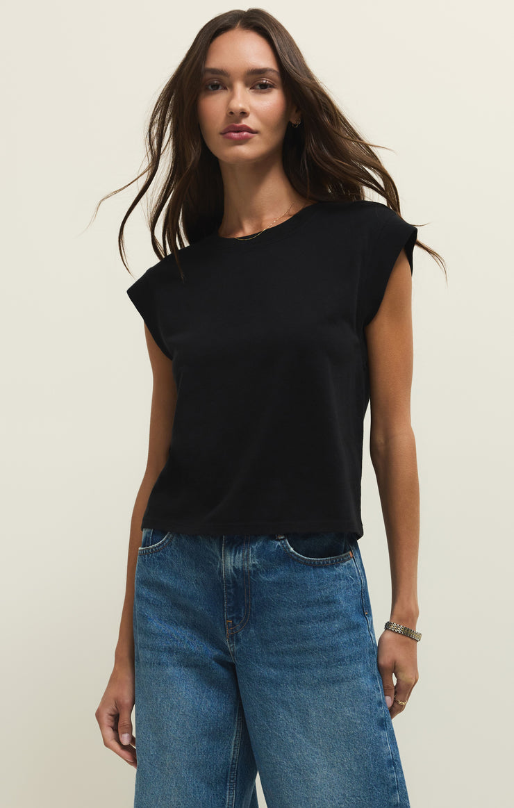 Z Supply Camino Cotton Jersey Top in True Black