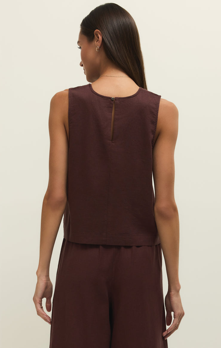 Z Supply Sloane Linen Top in Chocolate Cherry