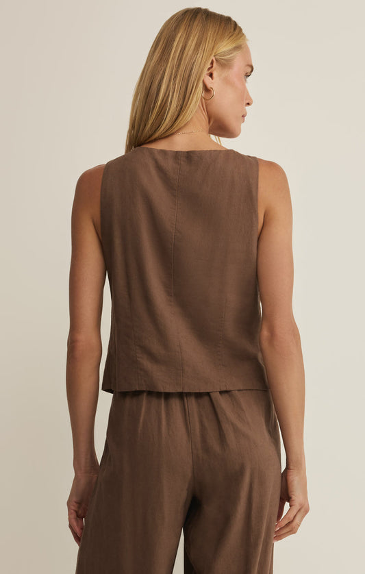 Z Supply Roman Linen Vest in Palo Santo