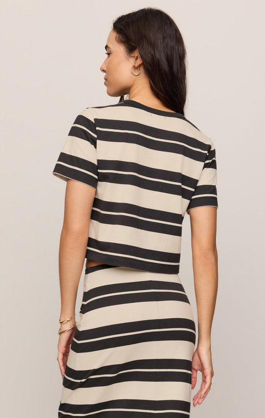 Z Supply Stellan Striped Jersey Tee in Ash Black