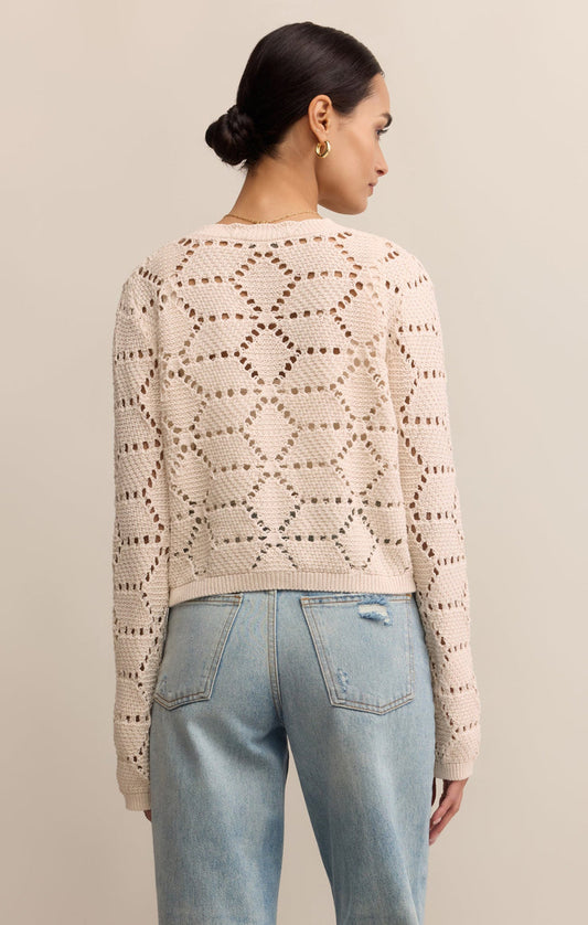Z Supply Rosalyn Diamond Sweater Cardigan in Crystal