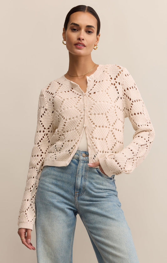 Z Supply Rosalyn Diamond Sweater Cardigan in Crystal
