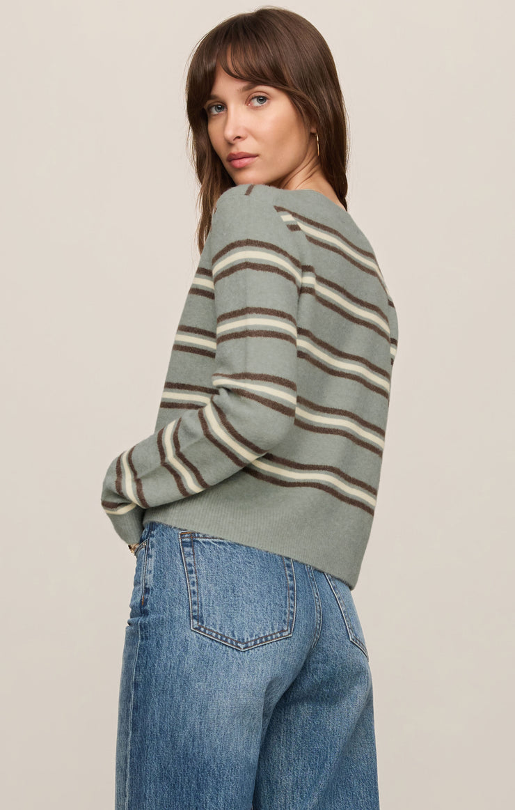 Z Supply Medina Stripe Cardigan Aqua Cloud