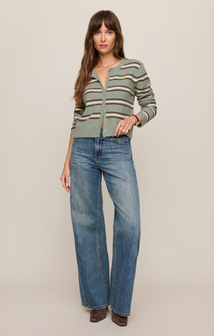 Z Supply Medina Stripe Cardigan Aqua Cloud
