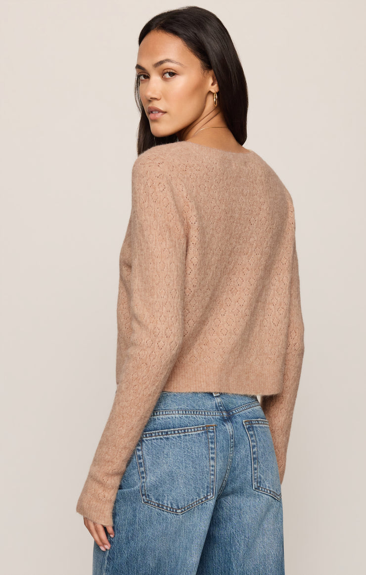 Z Supply Medina Open Knit Cardigan in Toasted Almond