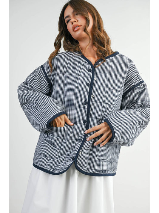 Gingham Quilted Puffer Jacket