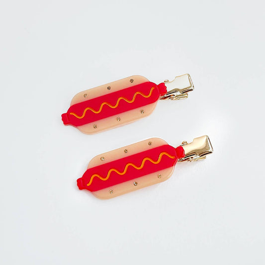 Hot Dog Hair Clips- Set of 2