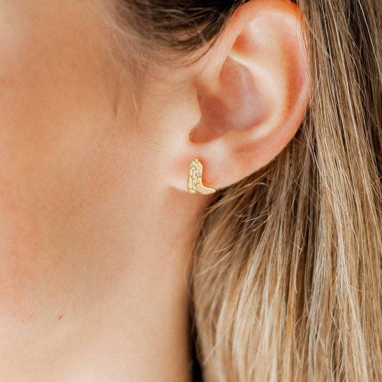 Daisy Cowgirl Boot Screwback Stud Earrings