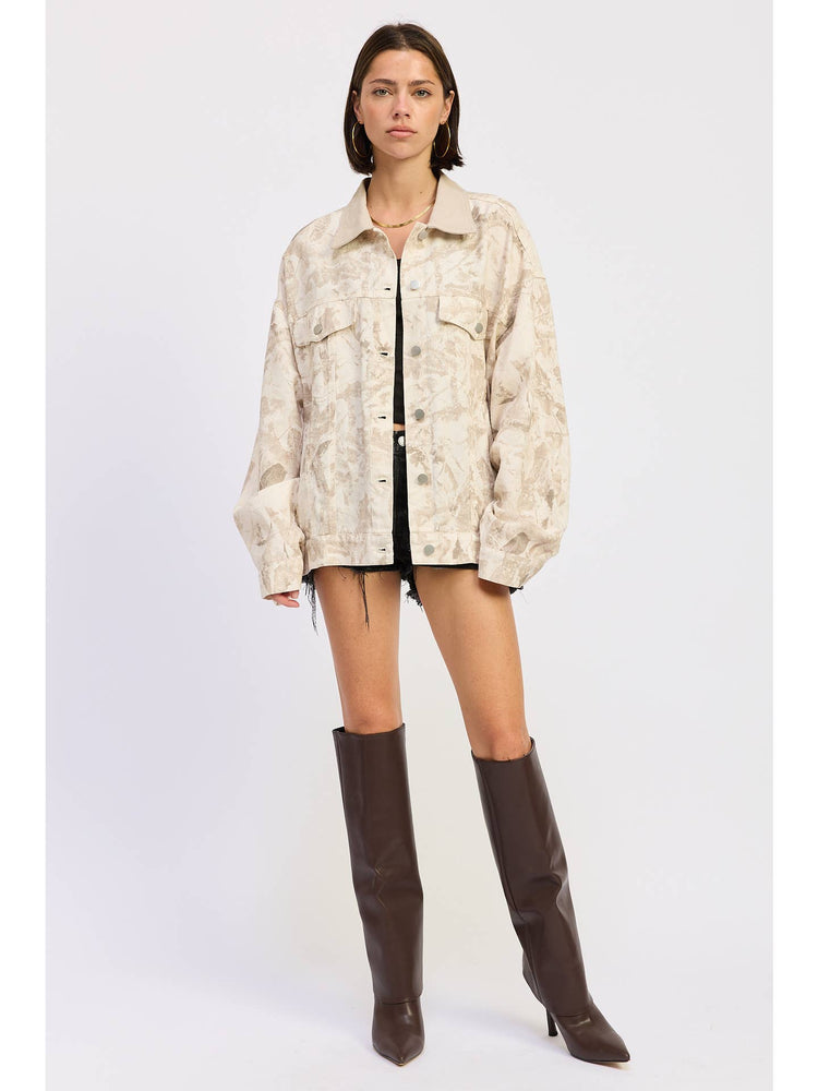 Oversized Camo Button Front Jacket