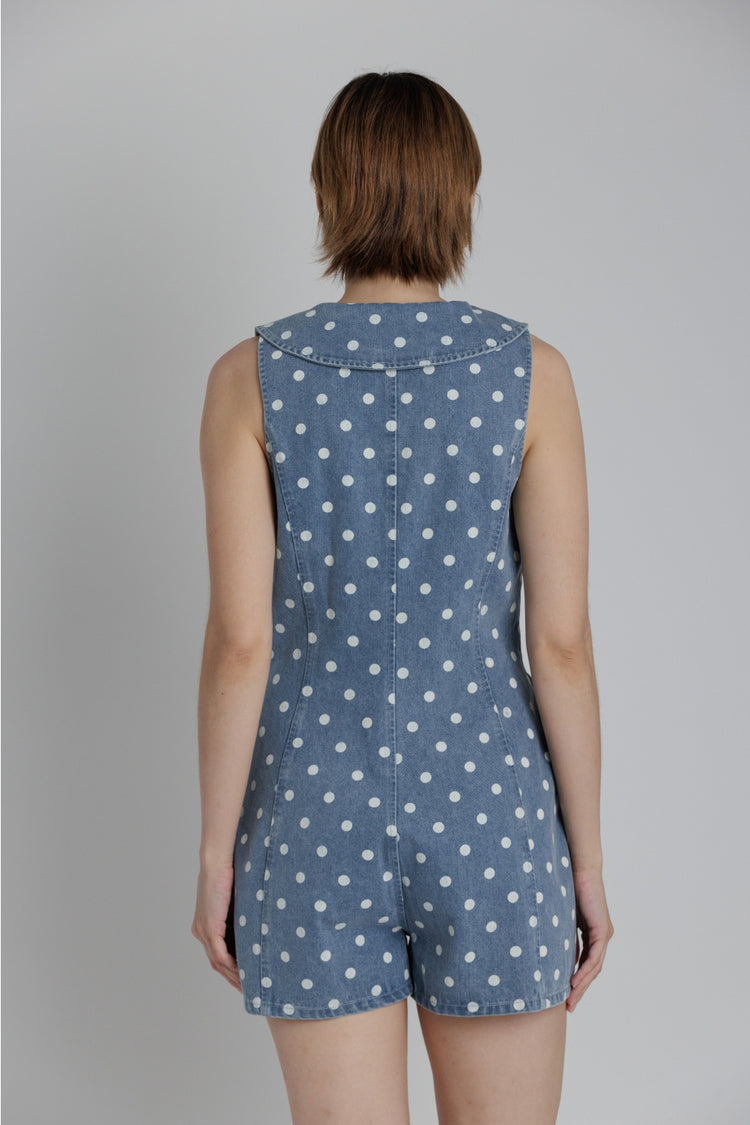 Sailor Collar Denim Romper