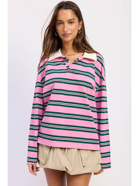 Oversized Stripe Long Sleeve Tee