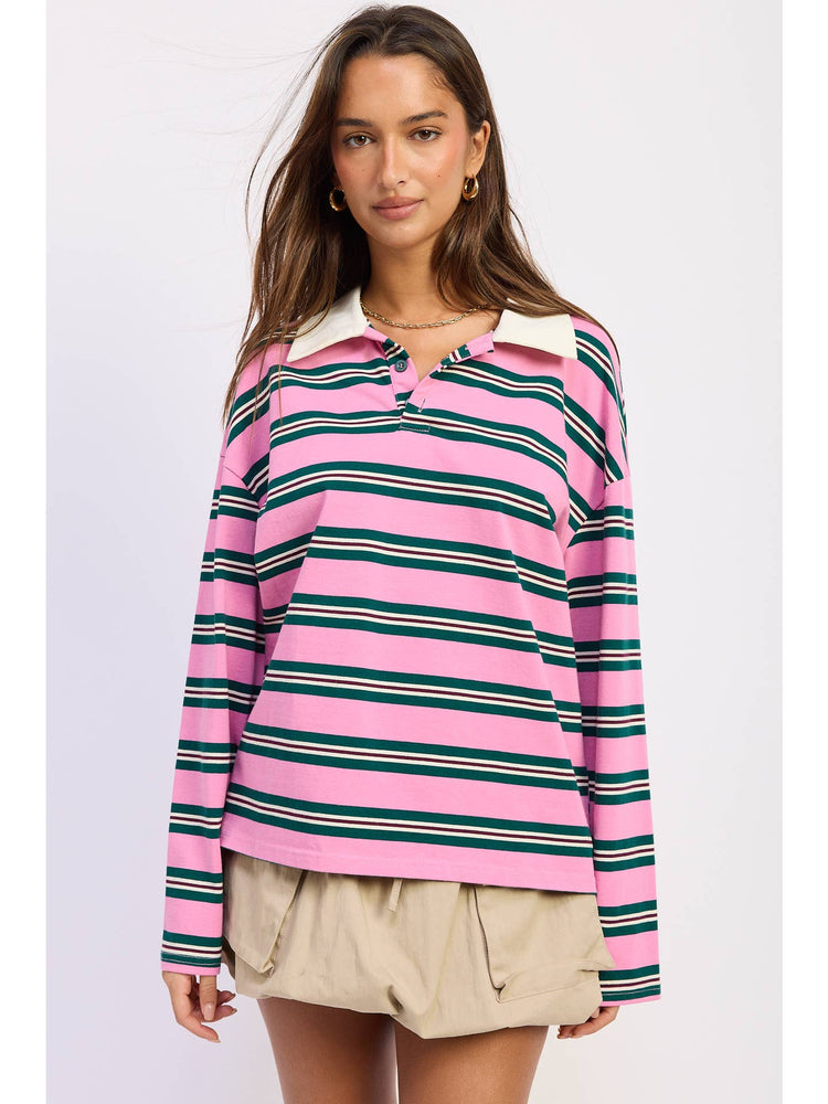 Oversized Stripe Long Sleeve Tee