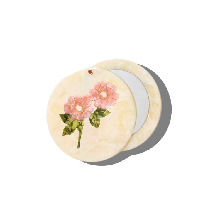 Hand-Painted Wild Roses Compact Mirror