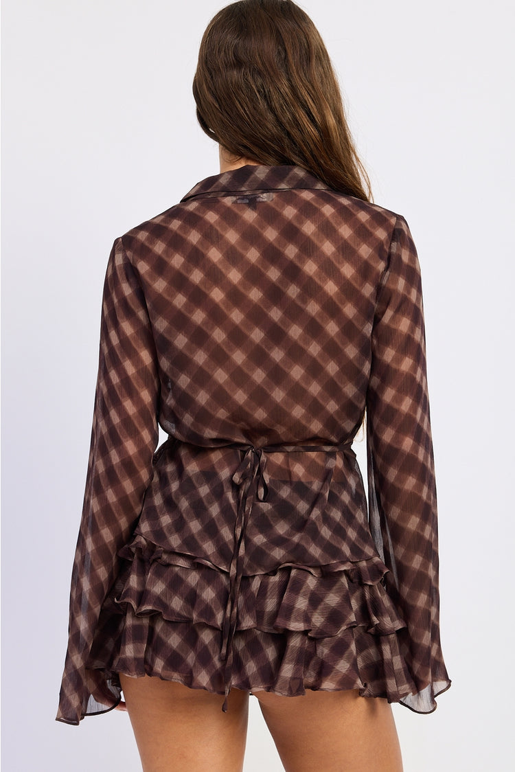 Button Up Collared Sheer Shirt