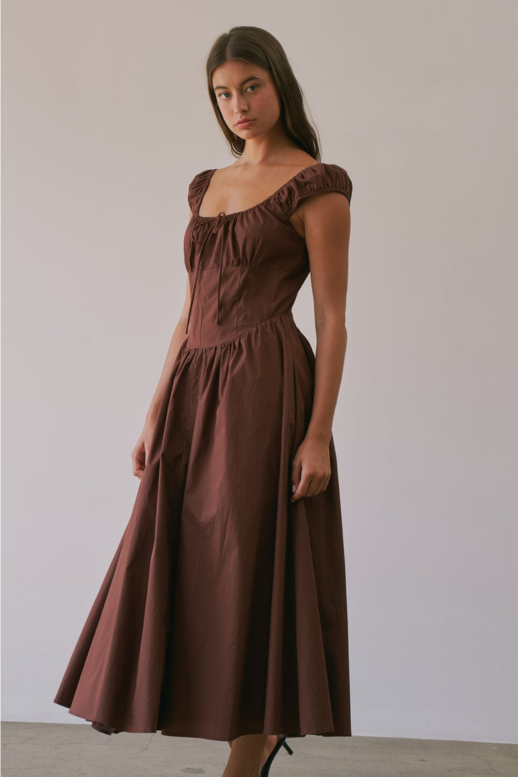 Poplin Tie Front Bow Midi Dress