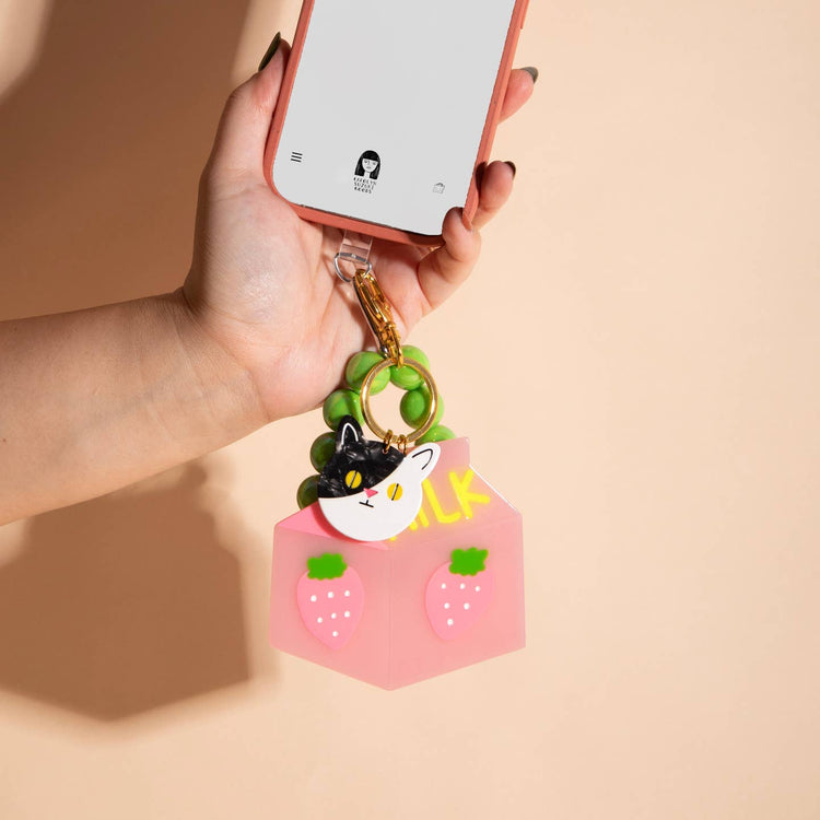 Cat & Milk Bag Charm