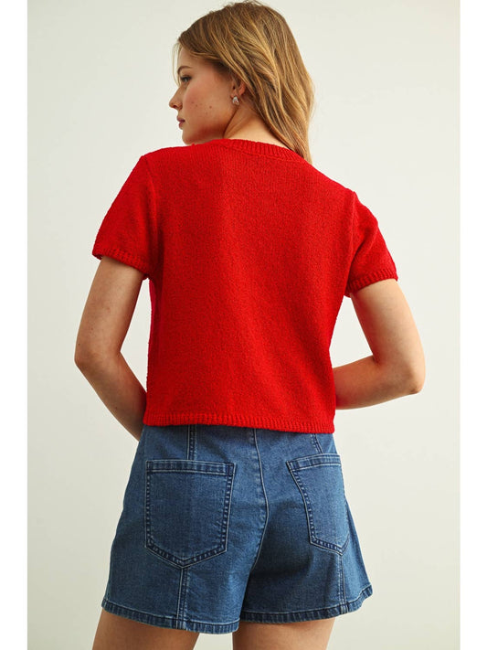 Multi Button Detailed Short Sleeve Top