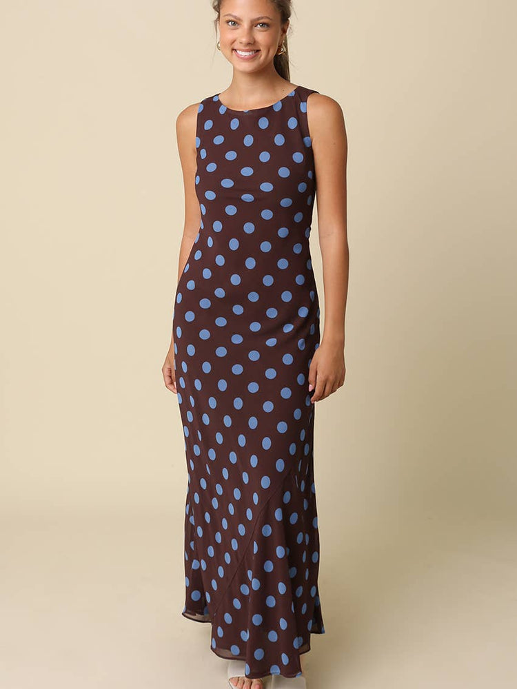 Miley Polka Dot Sleeveless Maxi Dress