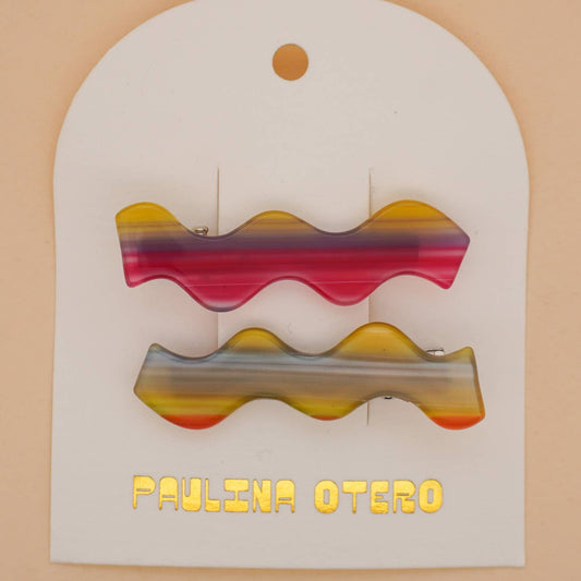 Squiggle Clips in Sunset Stripes