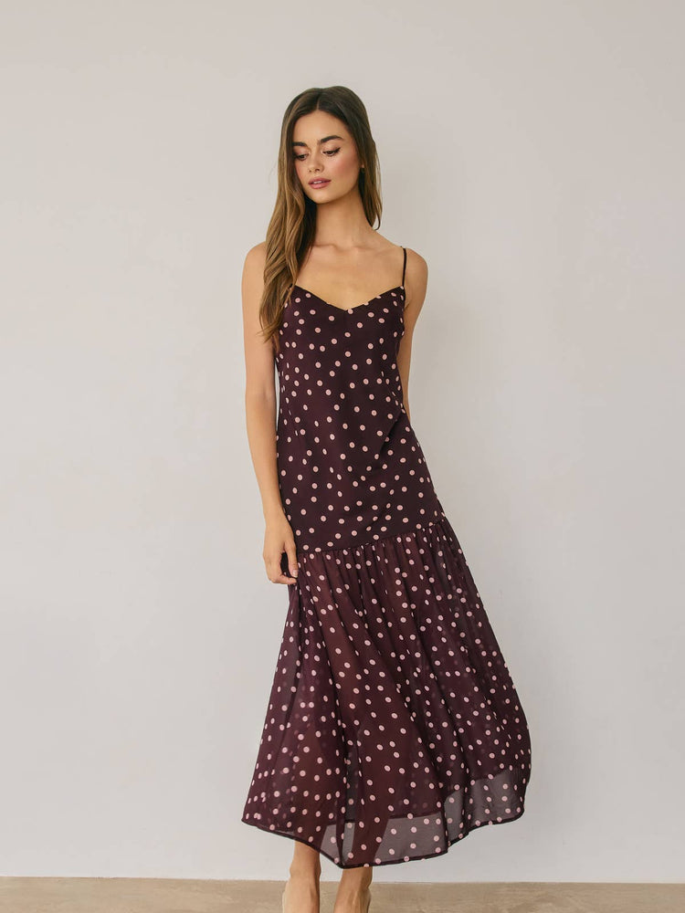 Polka Dot Drop Waist Maxi Dress