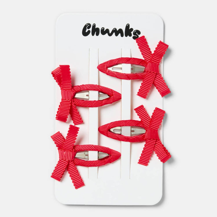 Chunks Bow Snap Clips in Cherry