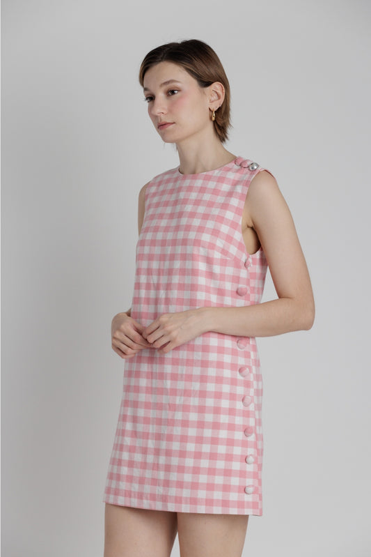 Pink Gingham Mini Dress