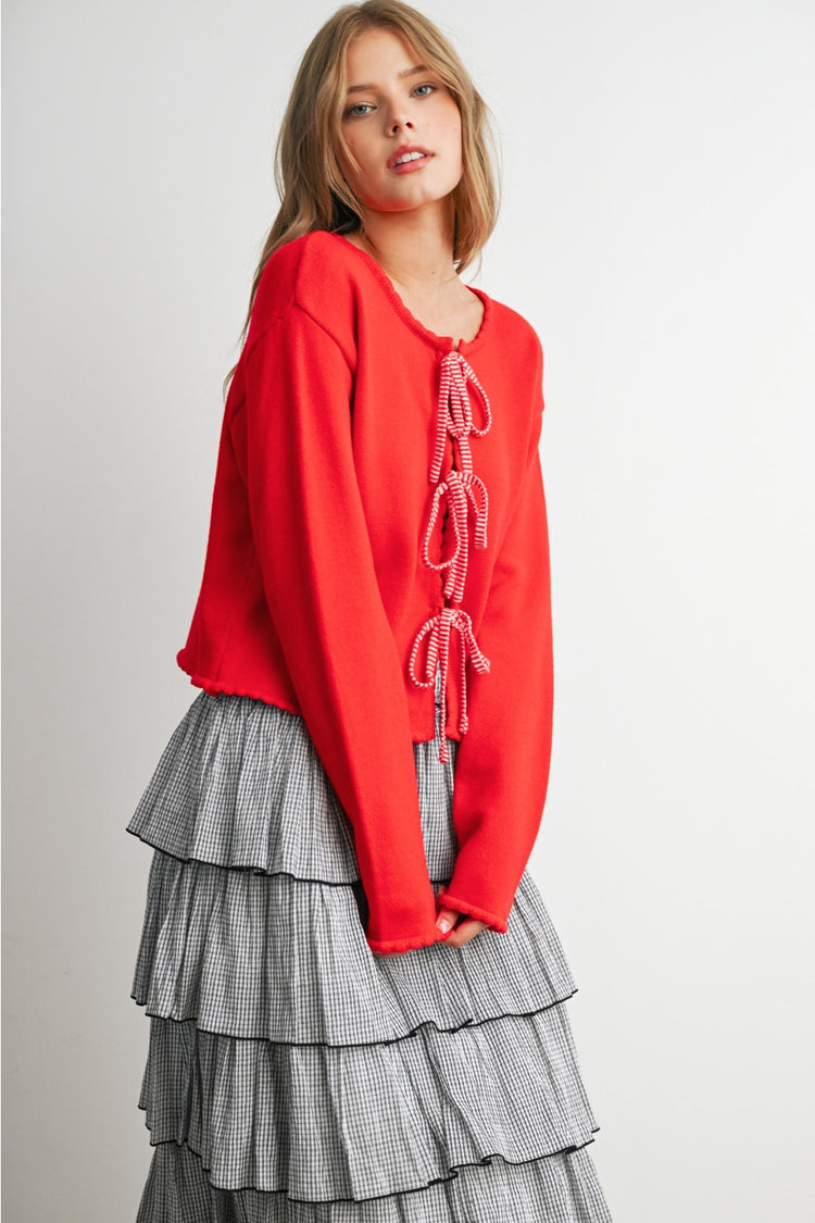 Tie Front Knit Cardigan