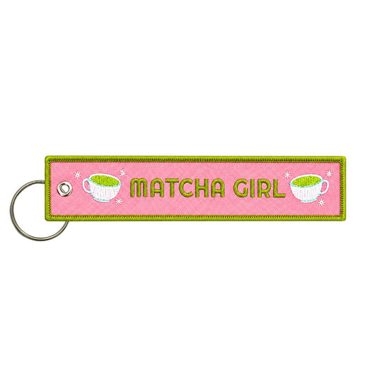 Matcha Girl Embroidered Keychain