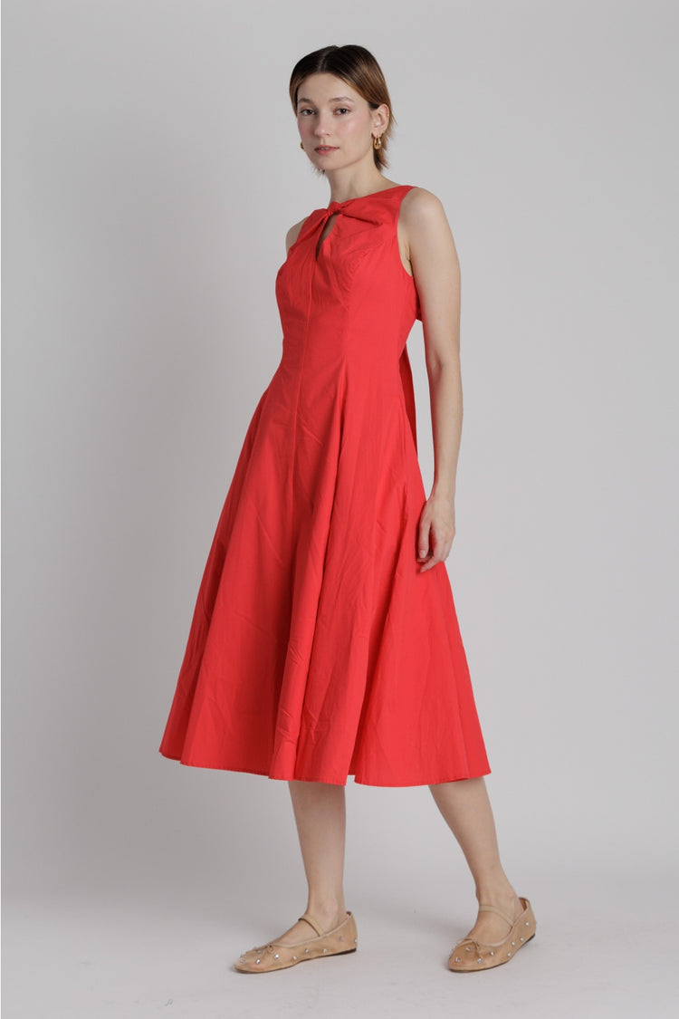 Poplin Keyhole Midi Dress