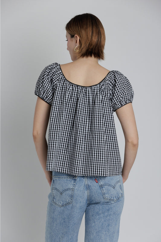 Gingham Babydoll Top