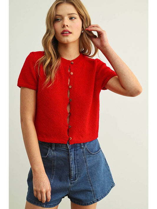Multi Button Detailed Short Sleeve Top