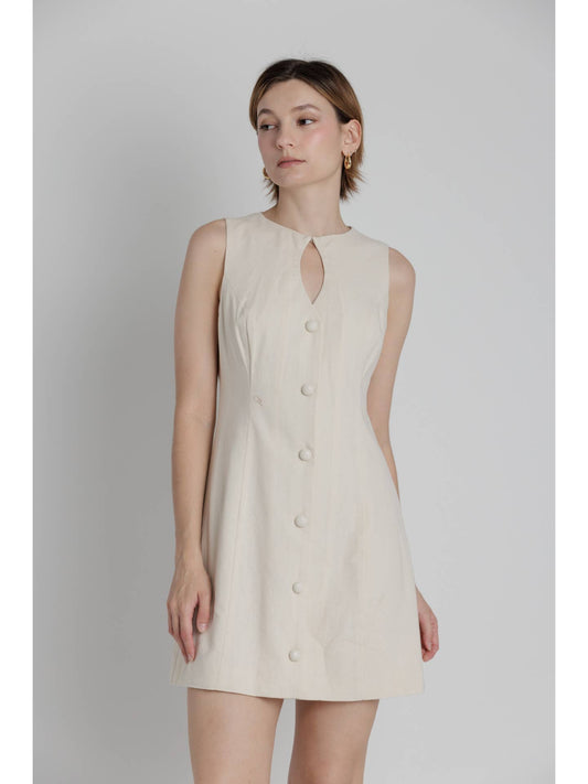 Keyhole Mini Dress in Natural