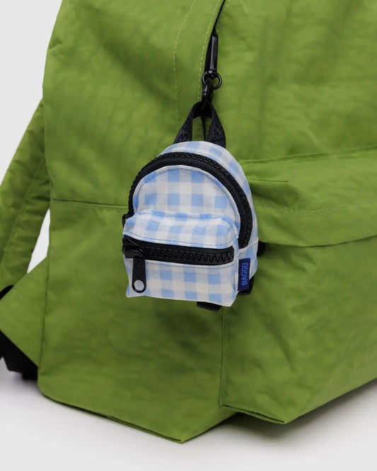 PREORDER Backpack Charm in Light Blue Gingham
