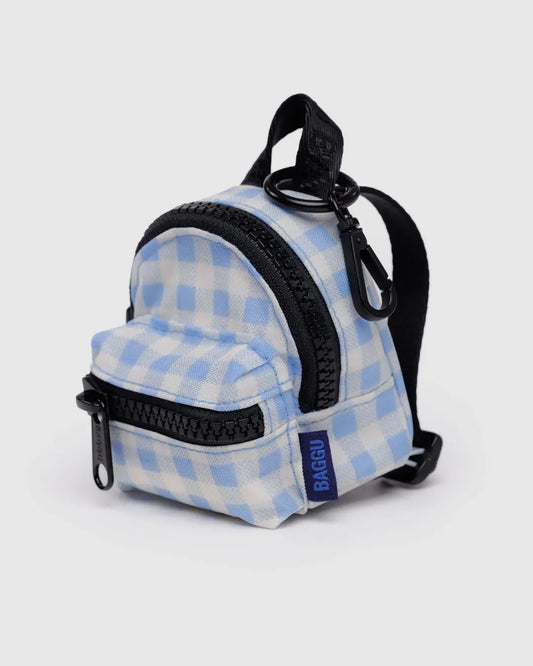 PREORDER Backpack Charm in Light Blue Gingham