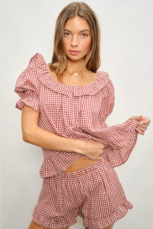 Kora Frill Gingham Top
