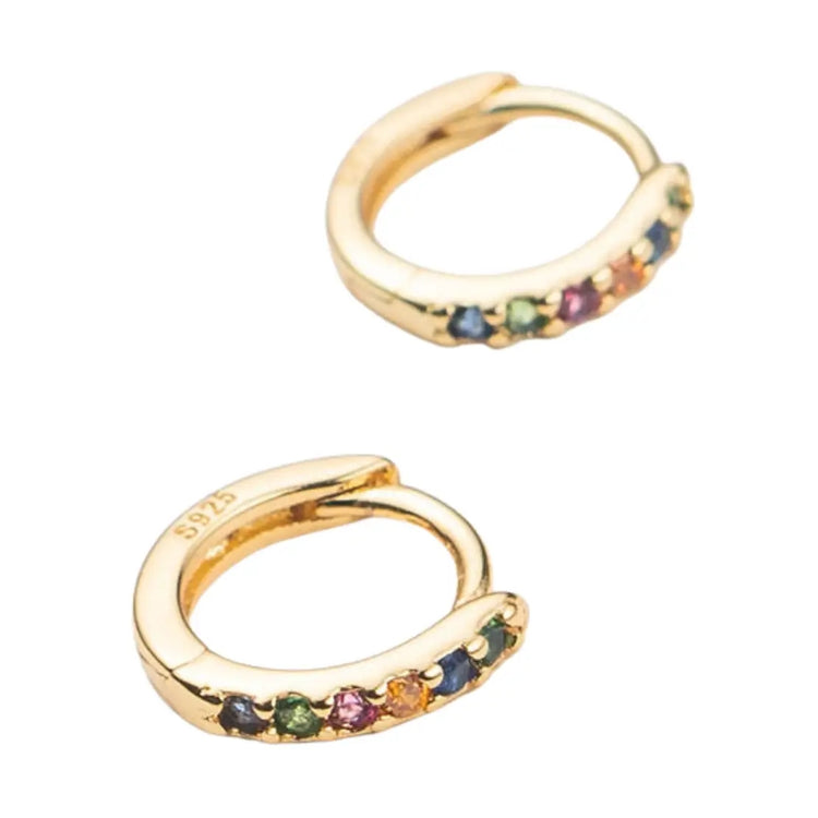 18K Gold Multi-Colored Crystal Huggies